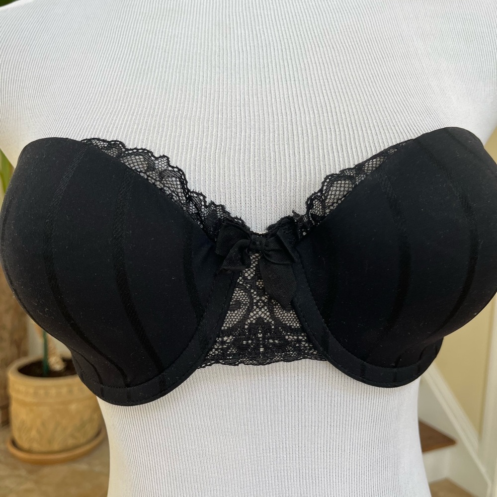 Felina Strapless Black Lace Bra 36C